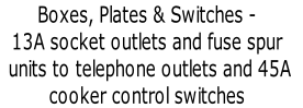 Boxes, Plates & Switches - 13A socket outlets and fuse spur  units to telephone outlets and 45A  cooker control switches